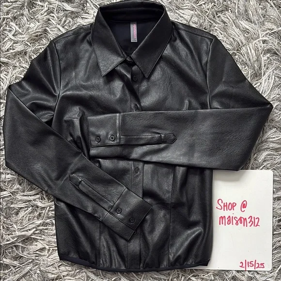 Commando Lightweight Faux Black Button Down Leather bodysuit Size Small - Picture 13 of 14